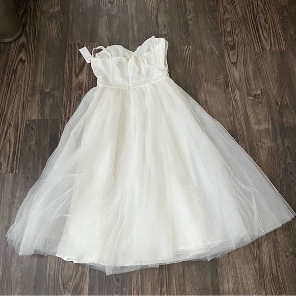 Aura NEW White Lace Tulle Wedding Cocktail Reception Prom Dress - Picture 4 of 16